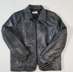 Allison Daley Metallic Alligator Skin Print Jacket BNWT Size 16P Faux Leather